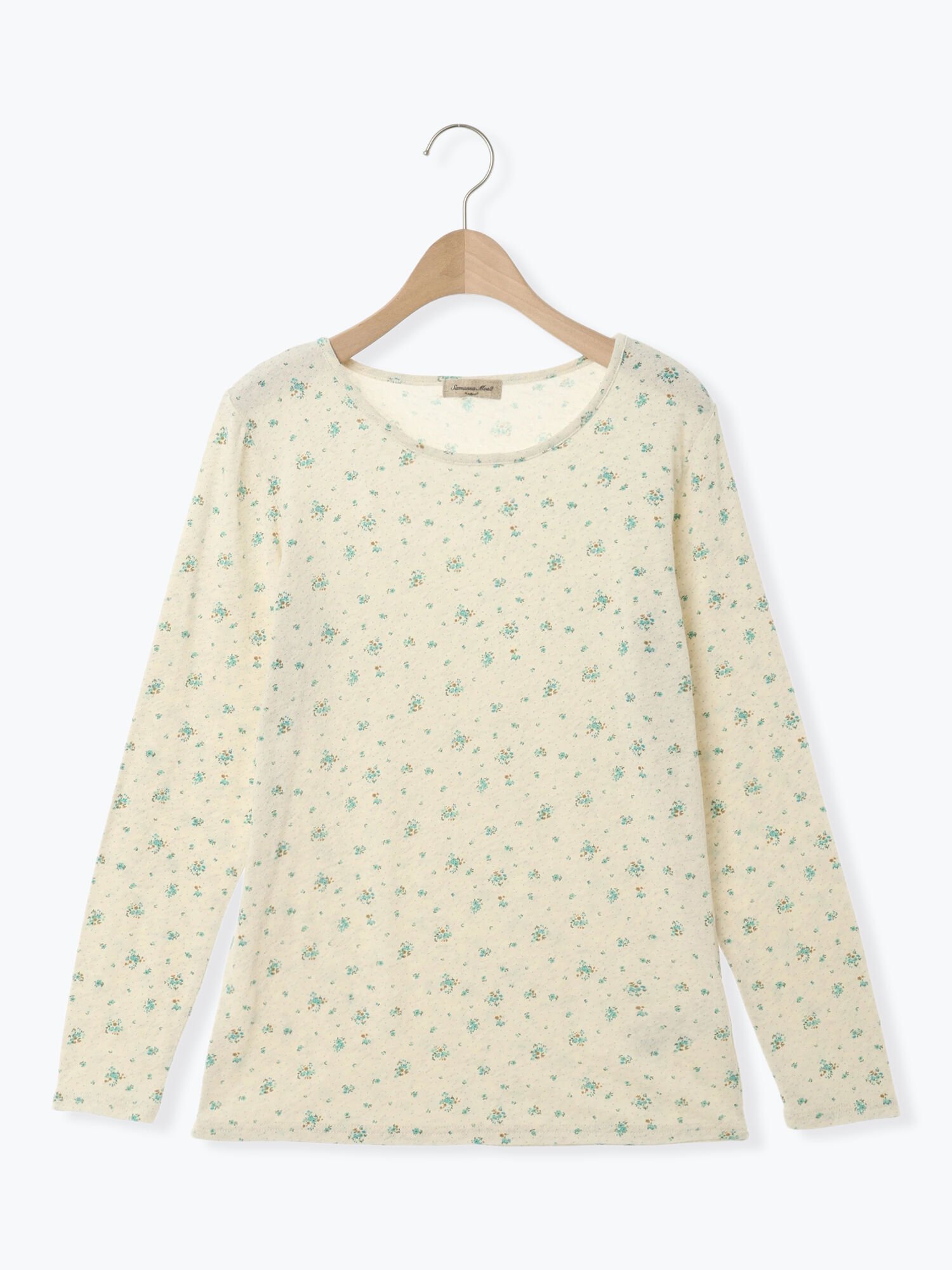 【サマンサモスモス/Samansa Mos2】の【吸湿発熱】ベア天花柄クルーネック インテリア・キッズ・メンズ・レディースファッション・服の通販 founy(ファニー) 　ファッション　Fashion　レディースファッション　Fashion for Women　おすすめ　Recommended / Our Picks　シンプル　Simple, Minimal　フィット　Fit, Slim Fit　ミント|ID: prp329100004803079 ipo3291000000034847860