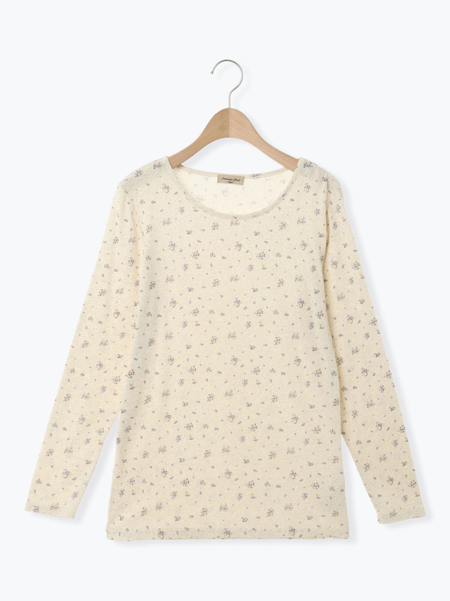 【サマンサモスモス/Samansa Mos2】の【吸湿発熱】ベア天花柄クルーネック インテリア・キッズ・メンズ・レディースファッション・服の通販 founy(ファニー) 　ファッション　Fashion　レディースファッション　Fashion for Women　おすすめ　Recommended / Our Picks　シンプル　Simple, Minimal　フィット　Fit, Slim Fit　パープル|ID: prp329100004803079 ipo3291000000034847861