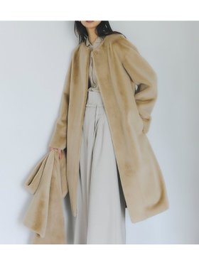 【アニュアンス/anuans】のECOPELノーカラーファーコート 人気、トレンドファッション・服の通販 founy(ファニー) ファッション Fashion レディースファッション Fashion for Women アウター Coat / Outerwear Collection コート・ロングコート・ピーコート Long Coats, Peacoats & More リアル Real, Realistic リュクス Luxury, Elegant, High-End, Chic エレガント 上品 Elegant |ID:prp329100004803356
