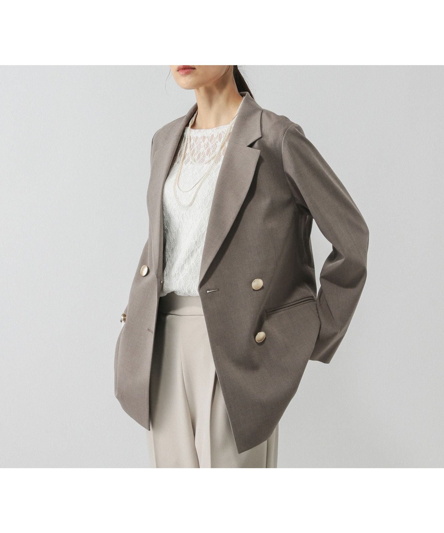 【グローバルワーク/GLOBAL WORK】のウツクシルエットダブルジャケット/581025 インテリア・キッズ・メンズ・レディースファッション・服の通販 founy(ファニー) 　ファッション　Fashion　レディースファッション　Fashion for Women　アウター　Coat / Outerwear Collection　レディースジャケット・軽アウター　Jackets　おすすめ　Recommended / Our Picks　カーディガン　Cardigan, Knitwear　サロペット　Overalls, Salopette　ジャケット　Jacket, Outerwear　ストレッチ　Stretch, Stretchy Fabric　セットアップ　Set-Up, Coordinated Outfit　セレモニー　Ceremony　ダブル　Double, Double-Breasted　バランス　Balance, Style Balance　ワイド　Wide, Wide Fit　人気　Popular, Best Seller　モカ54|ID: prp329100004803471 ipo3291000000035808595