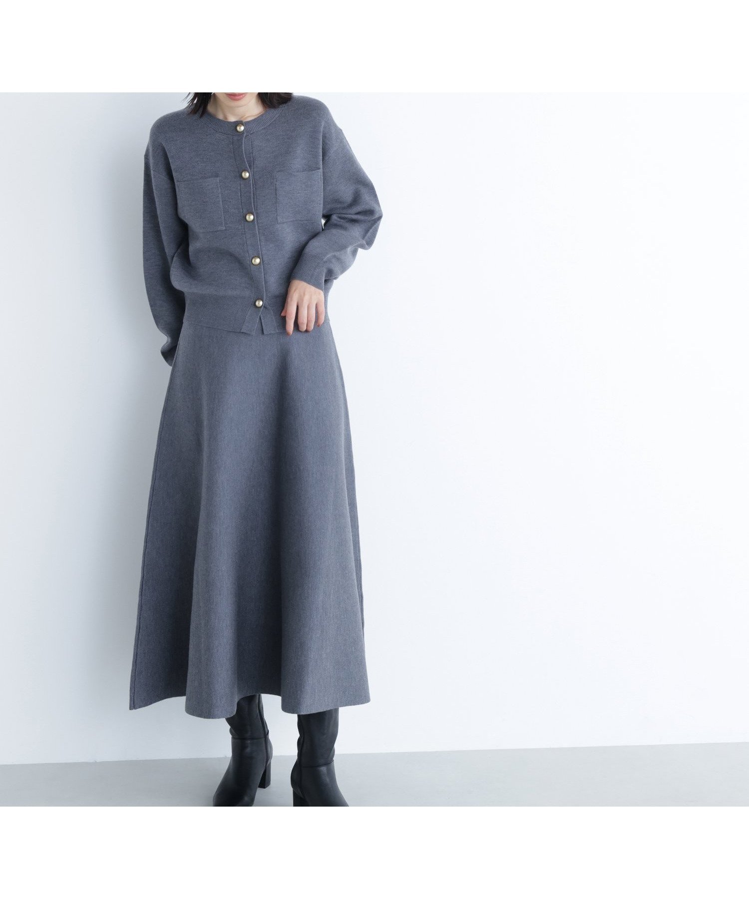 【ナチュラル ビューティー ベーシック/NATURAL BEAUTY BASIC】のダブルフェイスニットセットアップ インテリア・キッズ・メンズ・レディースファッション・服の通販 founy(ファニー) 雑誌掲載アイテム Magazine Picks & Fashion Features ファッション雑誌 Fashion Magazines オッジ Oggi ファッション Fashion レディースファッション Fashion for Women トップス・カットソー Cut & Sew Tops ニット Knit Tops & Sweaters カーディガン Cardigan, Knitwear ギャザー Gathered, Ruffled セットアップ Set-Up, Coordinated Outfit フレア Flare, Flared エレガント 上品 Elegant 雑誌 Magazine, Fashion Magazine ミディアムグレー1|ID: prp329100004803553 ipo3291000000034851189