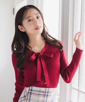 【ミッシュマッシュ/MISCH MASCH】のMM548322 ラメ配色ボウタイニット 人気、トレンドファッション・服の通販 founy(ファニー) ファッション Fashion レディースファッション Fashion for Women トップス・カットソー Cut & Sew Tops ニット Knit Tops & Sweaters コンパクト Compact, Small Size バランス Balance, Style Balance ワイド Wide, Wide Fit エレガント 上品 Elegant |ID:prp329100004803617