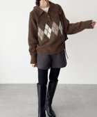 【キャナルジーン/CANAL JEAN】のEl mar アーガイルポロニット 人気、トレンドファッション・服の通販 founy(ファニー) ファッション Fashion レディースファッション Fashion for Women トップス・カットソー Cut & Sew Tops ニット Knit Tops & Sweaters おすすめ Recommended / Our Picks ショート Short, Short Length デニム Denim, Jeans Material フェミニン Feminine, Girly ワイド Wide, Wide Fit thumbnail ブラウン|ID: prp329100004803647 ipo3291000000034851738