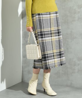 【インタープラネット/INTERPLANET】のBIGチェックツイードタイトスカート 人気、トレンドファッション・服の通販 founy(ファニー) ファッション Fashion レディースファッション Fashion for Women スカート Skirts イエロー Yellow スリット Slit, Slit Detail チェック Check, Plaid, Tartan フリンジ Fringe, Tassel ベーシック Basic, Essential 人気 Popular, Best Seller 今季 This Season, Current Season |ID:prp329100004803658