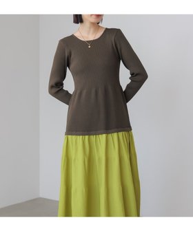 【バブ ブージュルード/Bab Bou Jeloud】のエアリーバイカラーニットワンピース 人気、トレンドファッション・服の通販 founy(ファニー) ファッション Fashion レディースファッション Fashion for Women ワンピース Dresses ニットワンピース Knit Dresses カーディガン Cardigan, Knitwear ジャケット Jacket, Outerwear チュニック Tunic, Long Top ドレス Dress, One-Piece フレア Flare, Flared 再入荷 Restock / Back in Stock |ID:prp329100004803746