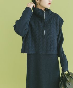 【アイテムズアーバンリサーチ/ITEMS URBAN RESEARCH】のハーフジップニットセットワンピース 人気、トレンドファッション・服の通販 founy(ファニー) ファッション Fashion レディースファッション Fashion for Women ワンピース Dresses 2025年 2025 2025-2026秋冬・A/W Autumn/Winter 2025–26 AW25–26 冬 Winter / This Winter インナー Innerwear シンプル Simple, Minimal ジップ Zip, Zipper タートル Turtleneck, Turtle Collar トレンド Trend, Trending Now ハイネック High Neck, Mock Neck ベスト Vest, Waistcoat A/W・秋冬 Autumn/Winter |ID:prp329100004803752