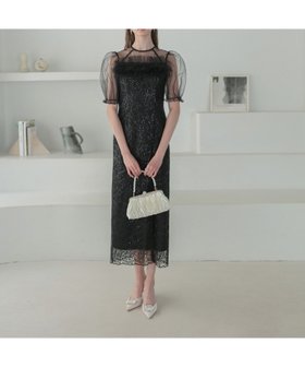 【レジャ/Leja】のLeja-チュールフラワースパンコールIラインワンピースドレス 人気、トレンドファッション・服の通販 founy(ファニー) ファッション Fashion レディースファッション Fashion for Women ワンピース Dresses フォーマル・パーティードレス・結婚式用ドレス Elegant & Casual Dresses スパンコール Sequins, Sequin Embellishment チュール Tulip, Tulip Motif デコルテ Décolleté, Neckline ドレス Dress, One-Piece フォーマル Formal, Dressy フリル Frill, Ruffle 結婚式 Wedding |ID:prp329100004803764