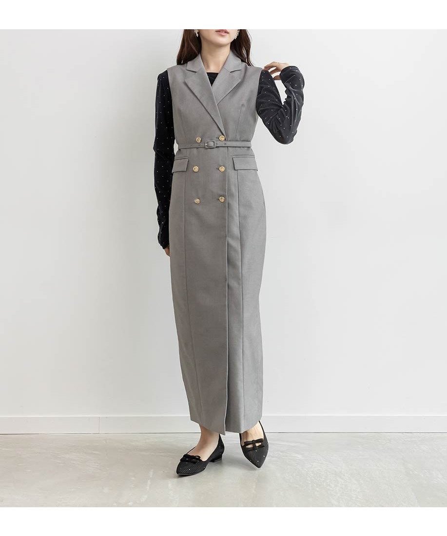 【ランダ/RANDA】のダブルブレストジャケットワンピース インテリア・キッズ・メンズ・レディースファッション・服の通販 founy(ファニー) ファッション Fashion レディースファッション Fashion for Women アウター Coat / Outerwear Collection レディースジャケット・軽アウター Jackets インナー Innerwear エレガント 上品 Elegant ジャケット Jacket, Outerwear ダブル Double, Double-Breasted マニッシュ Mannish, Boyish ロング Long, Long-Length GRAY|ID: prp329100004803781 ipo3291000000034852641