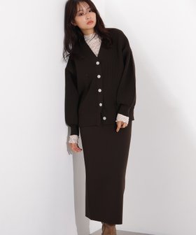 【エヌ ナチュラルビューティーベーシック/N.Natural Beauty basic】のフォルムニットカーデセットアップ 人気、トレンドファッション・服の通販 founy(ファニー) ファッション Fashion レディースファッション Fashion for Women トップス・カットソー Cut & Sew Tops ニット Knit Tops & Sweaters カーディガン Cardigan, Knitwear スリット Slit, Slit Detail フォルム Silhouette, Form 畦 Ribbed Knit |ID:prp329100004803794