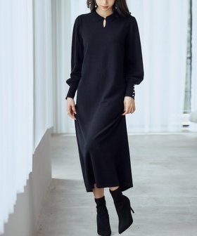 【セゾンドパピヨン/SAISON DE PAPILLON】のシャツ襟マトンスリーブミモレ丈ワンピース 人気、トレンドファッション・服の通販 founy(ファニー) ファッション Fashion レディースファッション Fashion for Women ワンピース Dresses ガーリー Girly, Feminine Style ストレート Straight, Straight Cut スリーブ Sleeve, Long Sleeve / Short Sleeve パール Pearl, Pearl Accent リラックス Relax, Relaxed Fit |ID:prp329100004803850