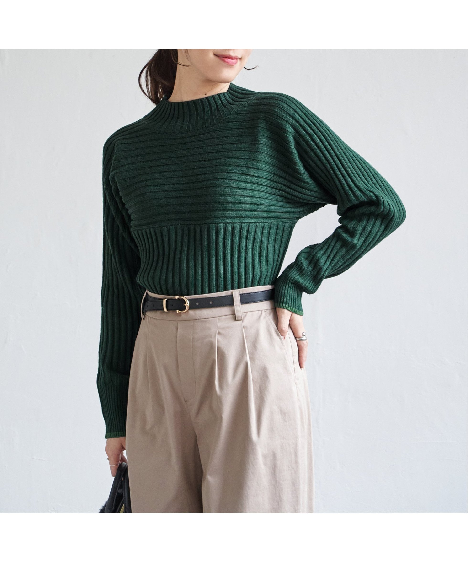 【イッカ/ikka】の7Gワイドリブ切り替え配色プルオーバー インテリア・キッズ・メンズ・レディースファッション・服の通販 founy(ファニー) ファッション Fashion レディースファッション Fashion for Women トップス・カットソー Cut & Sew Tops カジュアルプルオーバー・ニットトップス Pullovers & Knit Tops / Casual Pullovers コンパクト Compact, Small Size シンプル Simple, Minimal スリット Slit, Slit Detail ワイドリブ Wide Rib, Wide Ribbed Knit グリーン|ID: prp329100004803884 ipo3291000000034853376