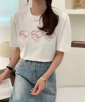 【ディアベル/DIAVEL】の綿100 パール付き ハートプリントトップス 人気、トレンドファッション・服の通販 founy(ファニー) ファッション Fashion レディースファッション Fashion for Women トップス・カットソー Cut & Sew Tops パール Pearl, Pearl Accent プリント Print, Printed Pattern ベーシック Basic, Essential 人気 Popular, Best Seller 今季 This Season, Current Season 再入荷 Restock / Back in Stock |ID:prp329100004804270