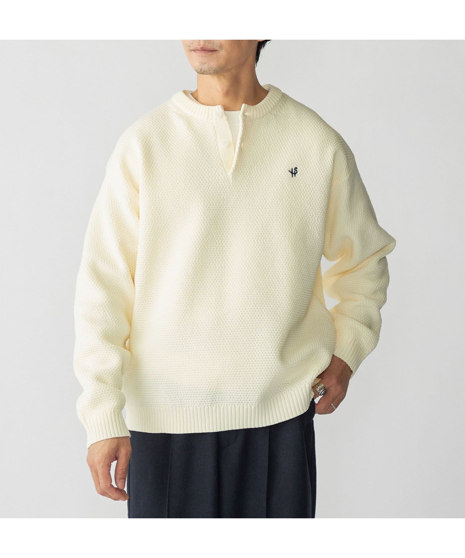 【シップス/SHIPS / MEN】の【WEB限定】SHIPS ヘンリーネック レイヤード ニット インテリア・キッズ・メンズ・レディースファッション・服の通販 founy(ファニー) 　ファッション　Fashion　メンズファッション　Fashion for Men　インナー　Innerwear　シンプル　Simple, Minimal　トレンド　Trend, Trending Now　バランス　Balance, Style Balance　パターン　Pattern, Design Print　ラウンド　Round, Round Neck　リラックス　Relax, Relaxed Fit　ナチュラル|ID: prp329100004804332 ipo3291000000034857262