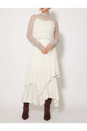 【リエンダ/rienda】のプリーツティアードマキシスカート 人気、トレンドファッション・服の通販 founy(ファニー) ファッション Fashion レディースファッション Fashion for Women スカート Skirts おすすめ Recommended / Our Picks イレヘム Irregular Hemline コンパクト Compact, Small Size シャーリング Shirring, Ruched スリット Slit, Slit Detail ティアードスカート Tiered Skirt, Flounced Skirt フレア Flare, Flared プリーツ Pleats, Pleated 再入荷 Restock / Back in Stock |ID:prp329100004804641