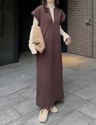 【リエディ/Re:EDIT】の圧縮ニットソーキーネックワンピース ブラウン|ID: prp329100004804773 ipo3291000000034937170