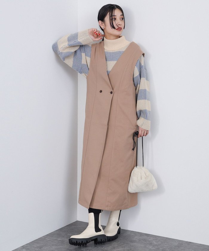 【ビームス ウイメン/BEAMS】のロングジレ風 ジャンパースカート インテリア・キッズ・メンズ・レディースファッション・服の通販 founy(ファニー) https://founy.com/ ファッション Fashion レディースファッション Fashion for Women アウター Coat / Outerwear Collection インナー Innerwear シンプル Simple, Minimal スリット Slit, Slit Detail タートルネック Turtleneck, High Neck フロント Front, Front Design ベスト Vest, Waistcoat エレガント 上品 Elegant |ID: prp329100004804825 ipo3291000000035006790