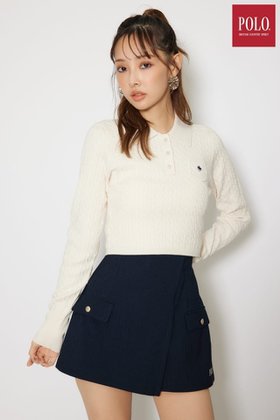【リエンダ/rienda】の【POLO BCS】ケーブルニットトップス 人気、トレンドファッション・服の通販 founy(ファニー) ファッション Fashion レディースファッション Fashion for Women トップス・カットソー Cut & Sew Tops ニット Knit Tops & Sweaters おすすめ Recommended / Our Picks クロップド Cropped, Short Length コンパクト Compact, Small Size バランス Balance, Style Balance ポケット Pocket, Pocket Detail 再入荷 Restock / Back in Stock |ID:prp329100004804881