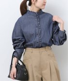 【ジャーナルスタンダード レリューム/JOURNAL STANDARD relume】の《追加 3 / 新色》スタンドネックデニムフリルブラウス ネイビー|ID: prp329100004804885 ipo3291000000034905867