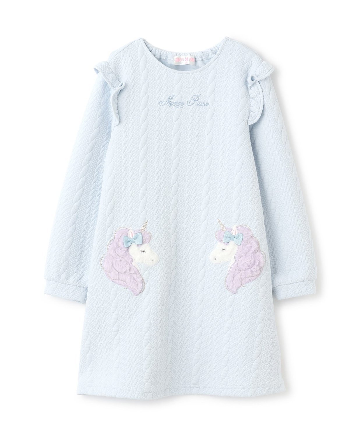 【ナルミヤ オンライン/NARUMIYA ONELINE / KIDS】の動物アップリケ カットワンピース インテリア・キッズ・メンズ・レディースファッション・服の通販 founy(ファニー) 　ファッション　Fashion　キッズファッション　Fashion for Kids　ワンピース　Dresses　おすすめ　Recommended / Our Picks　ジャカード／ジャガード　Jacquard, Woven Pattern　フェイクファー　Faux Fur, Imitation Fur　フリル　Frill, Ruffle　ポケット　Pocket, Pocket Detail　A/W・秋冬　Autumn/Winter　サックス|ID: prp329100004805128 ipo3291000000034866947