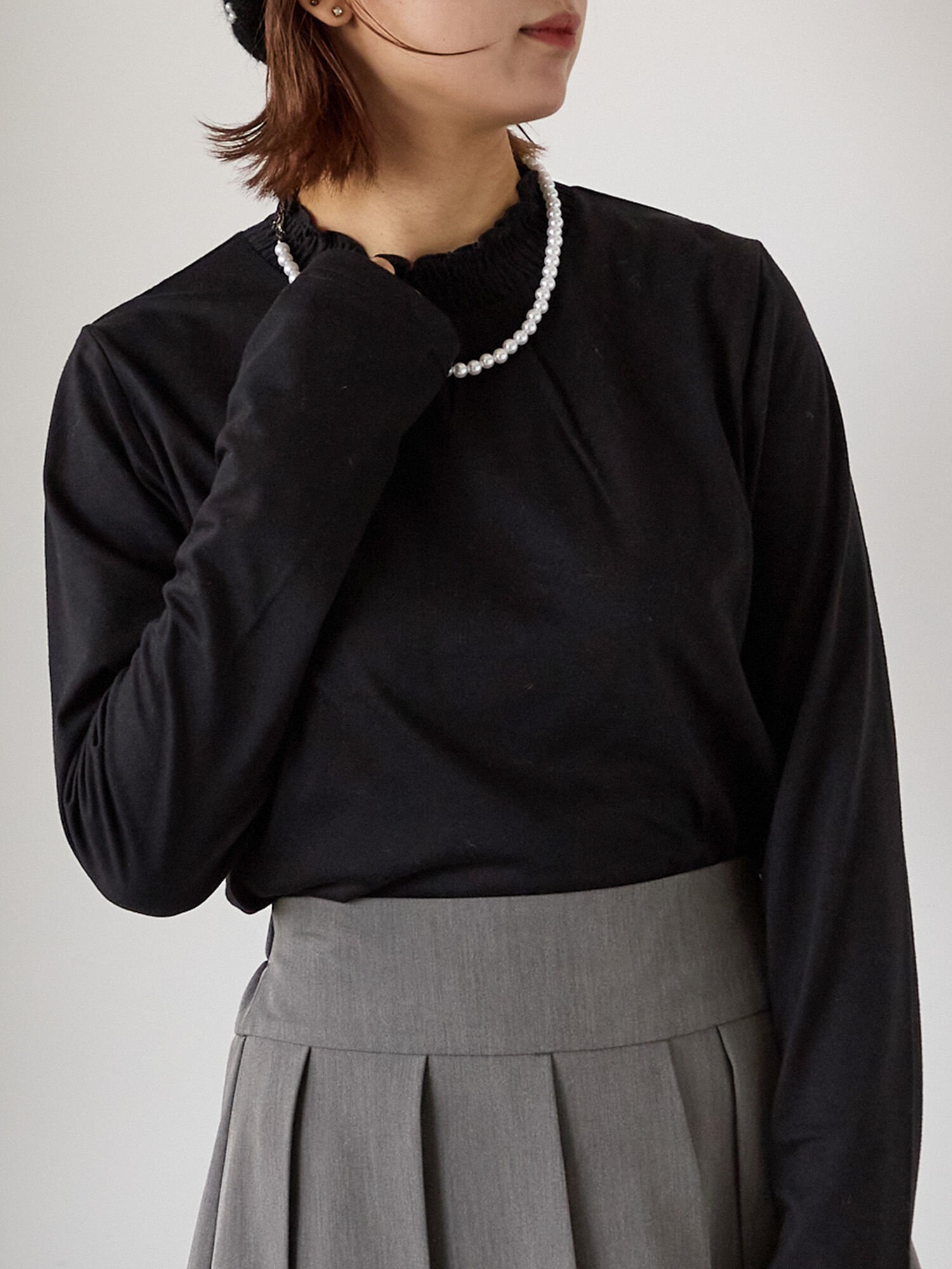 【エヘカソポ/ehka sopo】のシャーリング襟カットソー インテリア・キッズ・メンズ・レディースファッション・服の通販 founy(ファニー) ファッション Fashion レディースファッション Fashion for Women トップス・カットソー Cut & Sew Tops カットソー・ベーシックTシャツ Cut-and-Sewn Tops / Stretch Tees & Basics おすすめ Recommended / Our Picks カットソー Cut and Sewn Top シャーリング Shirring, Ruched フィット Fit, Slim Fit ブラック|ID: prp329100004805159 ipo3291000000034867210