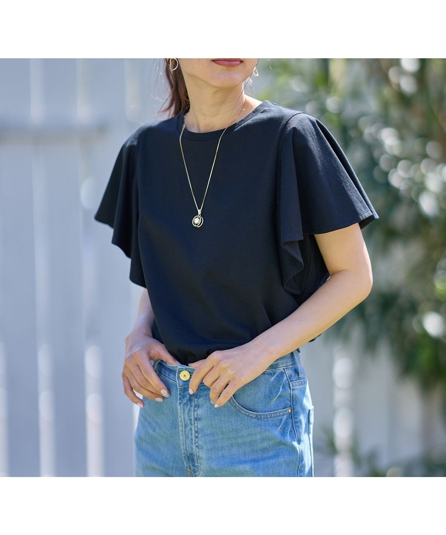 【エニー/ANY】のソロナフリルスリーブプルオーバー インテリア・キッズ・メンズ・レディースファッション・服の通販 founy(ファニー) 　ファッション　Fashion　レディースファッション　Fashion for Women　トップス・カットソー　Cut & Sew Tops　カジュアルプルオーバー・ニットトップス　Pullovers & Knit Tops / Casual Pullovers　エレガント 上品　Elegant　カーゴパンツ　Cargo Pants, Utility Pants　シンプル　Simple, Minimal　ストレッチ　Stretch, Stretchy Fabric　デニム　Denim, Jeans Material　再入荷　Restock / Back in Stock　おすすめ　Recommended / Our Picks　ブラック[005]|ID: prp329100004805163 ipo3291000000034867241