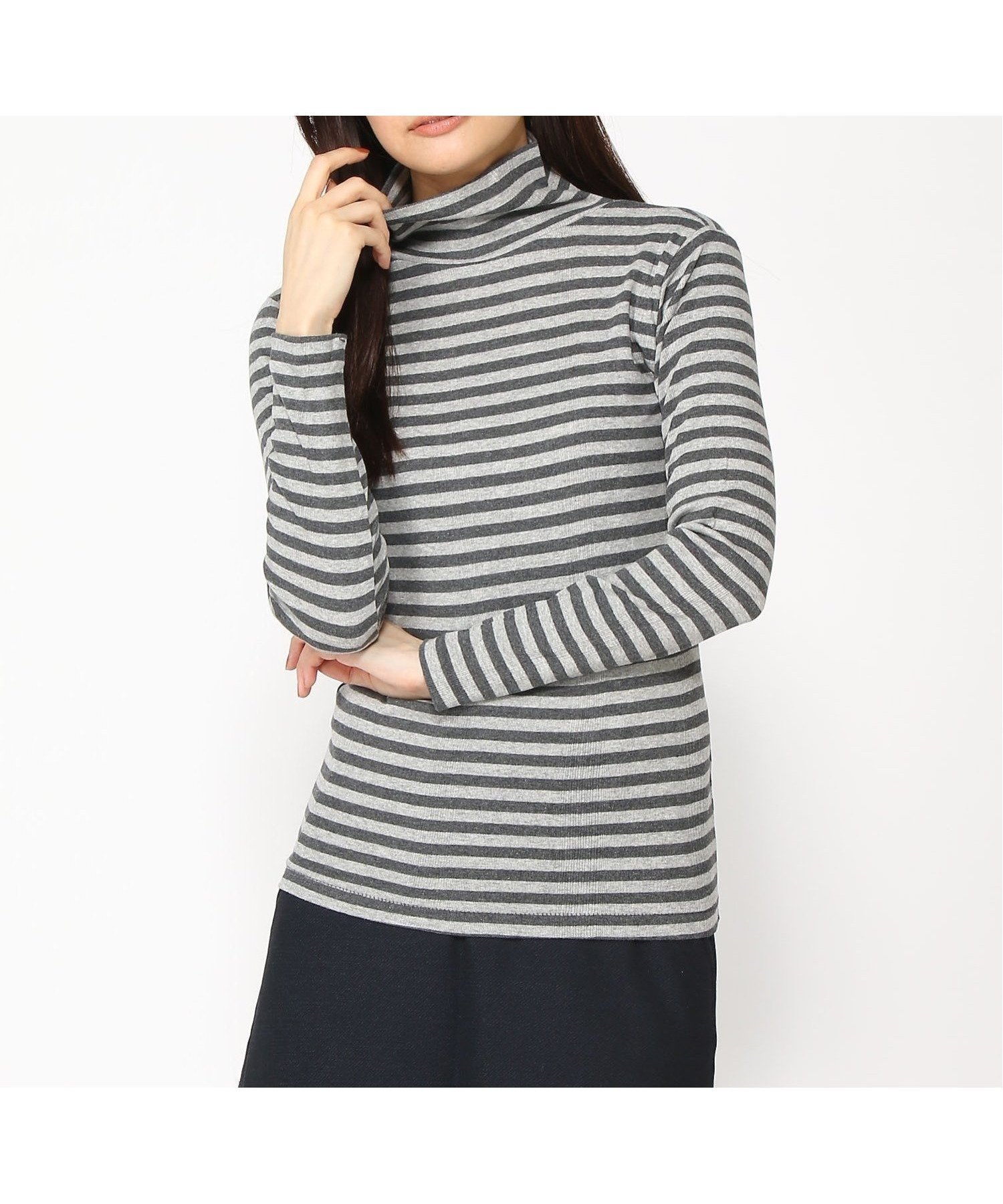 【イールド セレクト/yield SELECT】のRobert P.Miller/タートルネック ロングスリーブTシャツ インテリア・キッズ・メンズ・レディースファッション・服の通販 founy(ファニー) ファッション Fashion レディースファッション Fashion for Women トップス・カットソー Cut & Sew Tops シャツ・ブラウス・オフィスカジュアル Elegant Blouses & Button-Ups ロングTシャツ・Tシャツ Longline T-Shirts & Tees タートルネック・ハイネックトップス Turtlenecks & High-Neck Tops ストライプ Stripe, Striped Pattern スリーブ Sleeve, Long Sleeve / Short Sleeve タートルネック Turtleneck, High Neck ハイネック High Neck, Mock Neck ロング Long, Long-Length エレガント 上品 Elegant GRY-CG|ID: prp329100004805207 ipo3291000000034867575