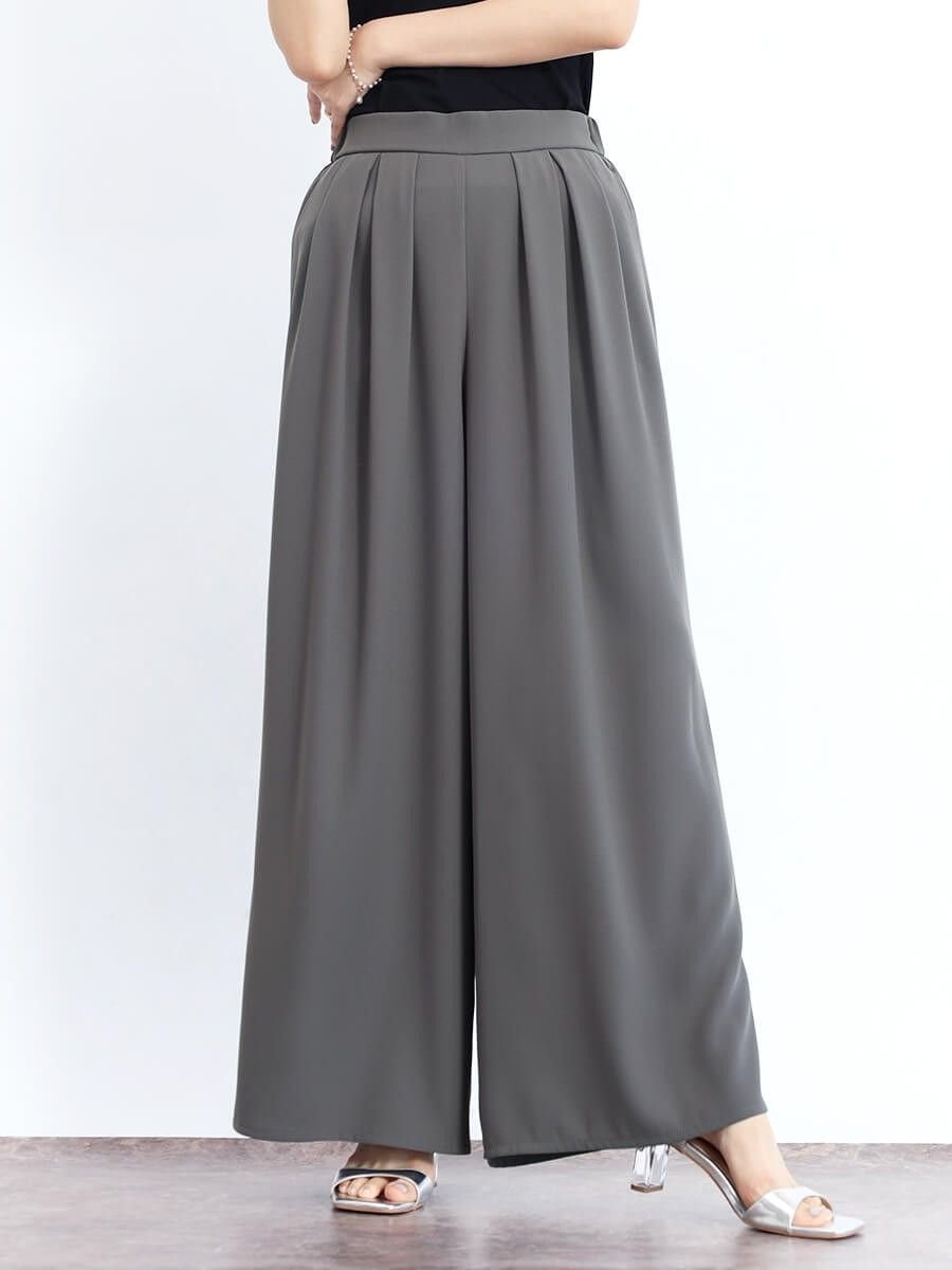 【ヴァン/Vin】のジョーゼットドレープワイドパンツ インテリア・キッズ・メンズ・レディースファッション・服の通販 founy(ファニー) 　ファッション　Fashion　レディースファッション　Fashion for Women　パンツ　Pants & Trousers　セットアップ　Set-Up, Coordinated Outfit　ドレープ　Drape, Draping Fabric　フラット　Flat, Flat Shoes　フロント　Front, Front Design　ベーシック　Basic, Essential　リラックス　Relax, Relaxed Fit　ロング　Long, Long-Length　ワイド　Wide, Wide Fit　エレガント 上品　Elegant　チャコールグレー|ID: prp329100004805318 ipo3291000000034868350