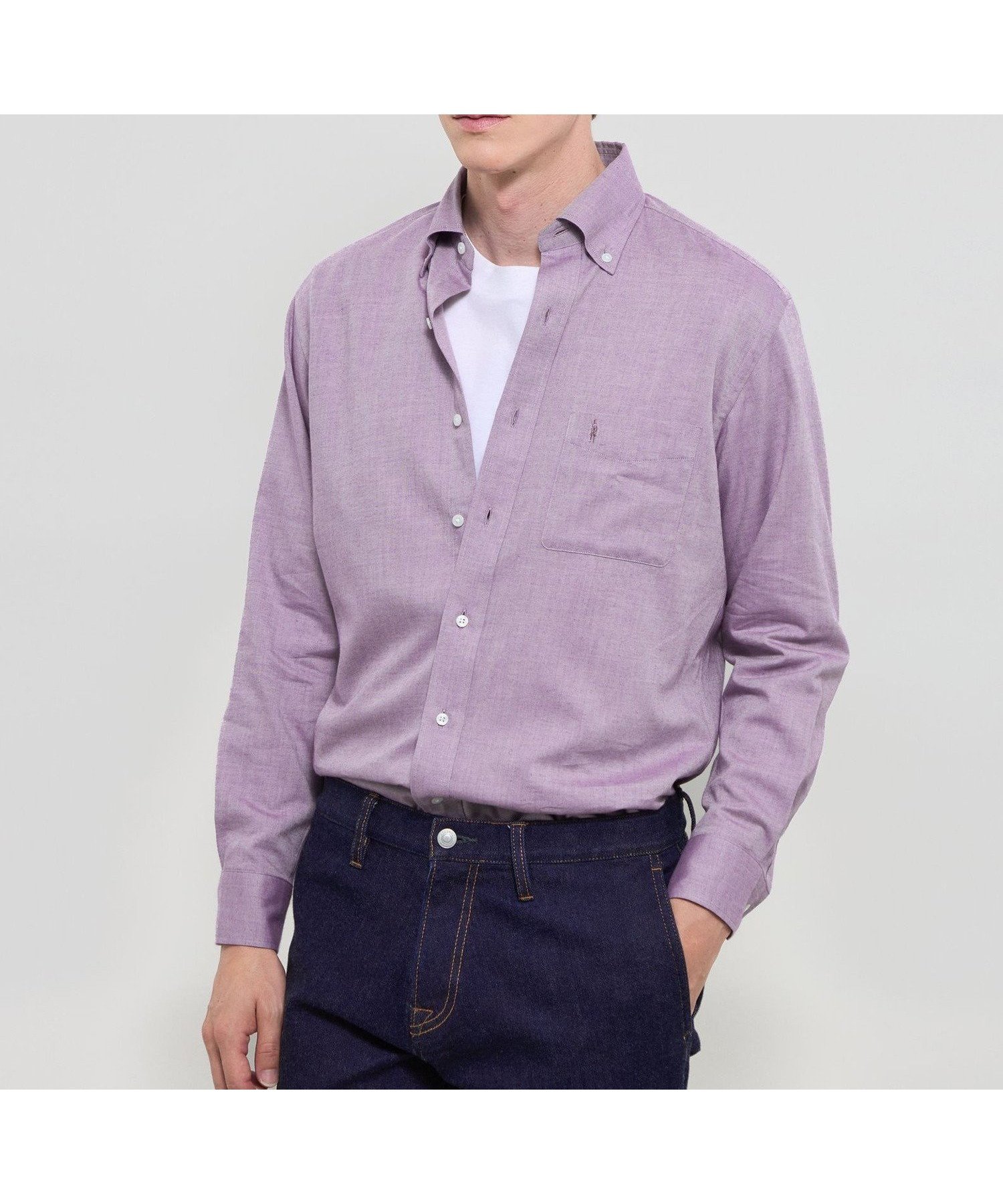 【マッキントッシュ ロンドン/MACKINTOSH LONDON / MEN】のコットンカシミヤボタンダウンシャツ インテリア・キッズ・メンズ・レディースファッション・服の通販 founy(ファニー) ファッション Fashion メンズファッション Fashion for Men なめらか Smooth, Silky Texture シェイプ Shape, Slim Fit シャンブレー Chambray, Denim-Like Fabric トレンド Trend, Trending Now ロンドン London Style, British Inspired エレガント 上品 Elegant 定番 Standard, Basic Item パープル|ID: prp329100004805393 ipo3291000000034868912