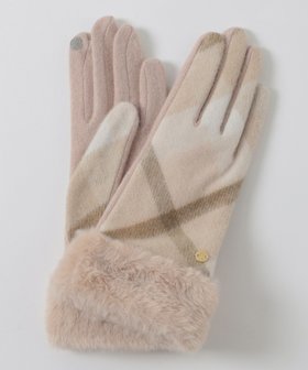 【ブルーレーベル クレストブリッジ/BLUE LABEL CRESTBRIDGE】のクレストブリッジチェックファーグローブ 人気、トレンドファッション・服の通販 founy(ファニー) ファッション Fashion レディースファッション Fashion for Women スマート Smart, Elegant フェイクファー Faux Fur, Imitation Fur |ID:prp329100004805401