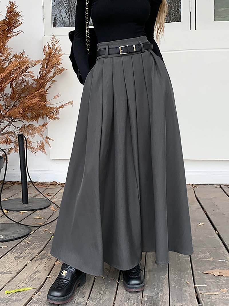 【ドゥーベル/Doux Belle】のロングプリーツスカート レディース スカート インテリア・キッズ・メンズ・レディースファッション・服の通販 founy(ファニー) ファッション Fashion レディースファッション Fashion for Women スカート Skirts プリーツスカート / 上品フェミニンスタイル Pleated Skirts シンプル Simple, Minimal フレア Flare, Flared 冬 Winter / This Winter 春 Spring 秋 Autumn ビジネス 仕事 通勤 Business / Work / Commuting グレー|ID: prp329100004805433 ipo3291000000034869186