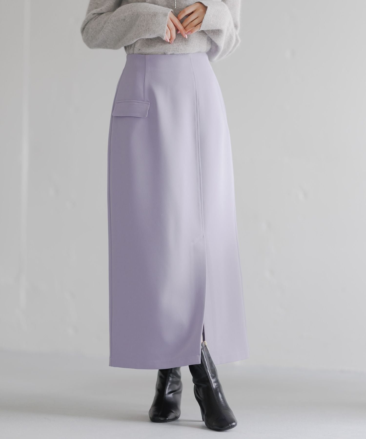 【アンデミュウ/Andemiu】のアシメフラップIラインスカート インテリア・キッズ・メンズ・レディースファッション・服の通販 founy(ファニー) ファッション Fashion レディースファッション Fashion for Women スカート Skirts シンプル Simple, Minimal スリット Slit, Slit Detail フラップ Flap, Flap Pocket ポケット Pocket, Pocket Detail エレガント 上品 Elegant パープル|ID: prp329100004805458 ipo3291000000034869518