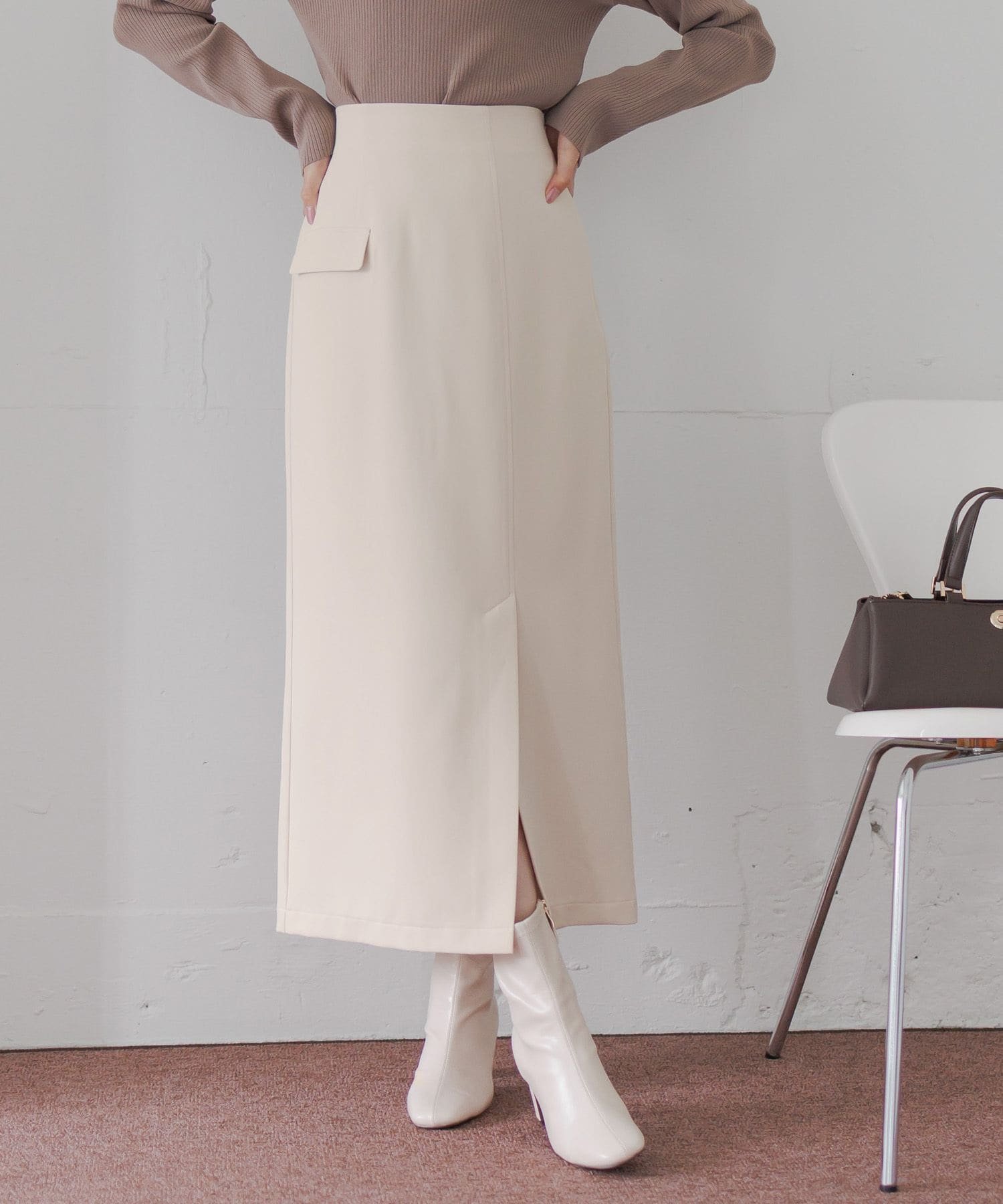 【アンデミュウ/Andemiu】のアシメフラップIラインスカート インテリア・キッズ・メンズ・レディースファッション・服の通販 founy(ファニー) ファッション Fashion レディースファッション Fashion for Women スカート Skirts シンプル Simple, Minimal スリット Slit, Slit Detail フラップ Flap, Flap Pocket ポケット Pocket, Pocket Detail エレガント 上品 Elegant アイボリー|ID: prp329100004805458 ipo3291000000034869521