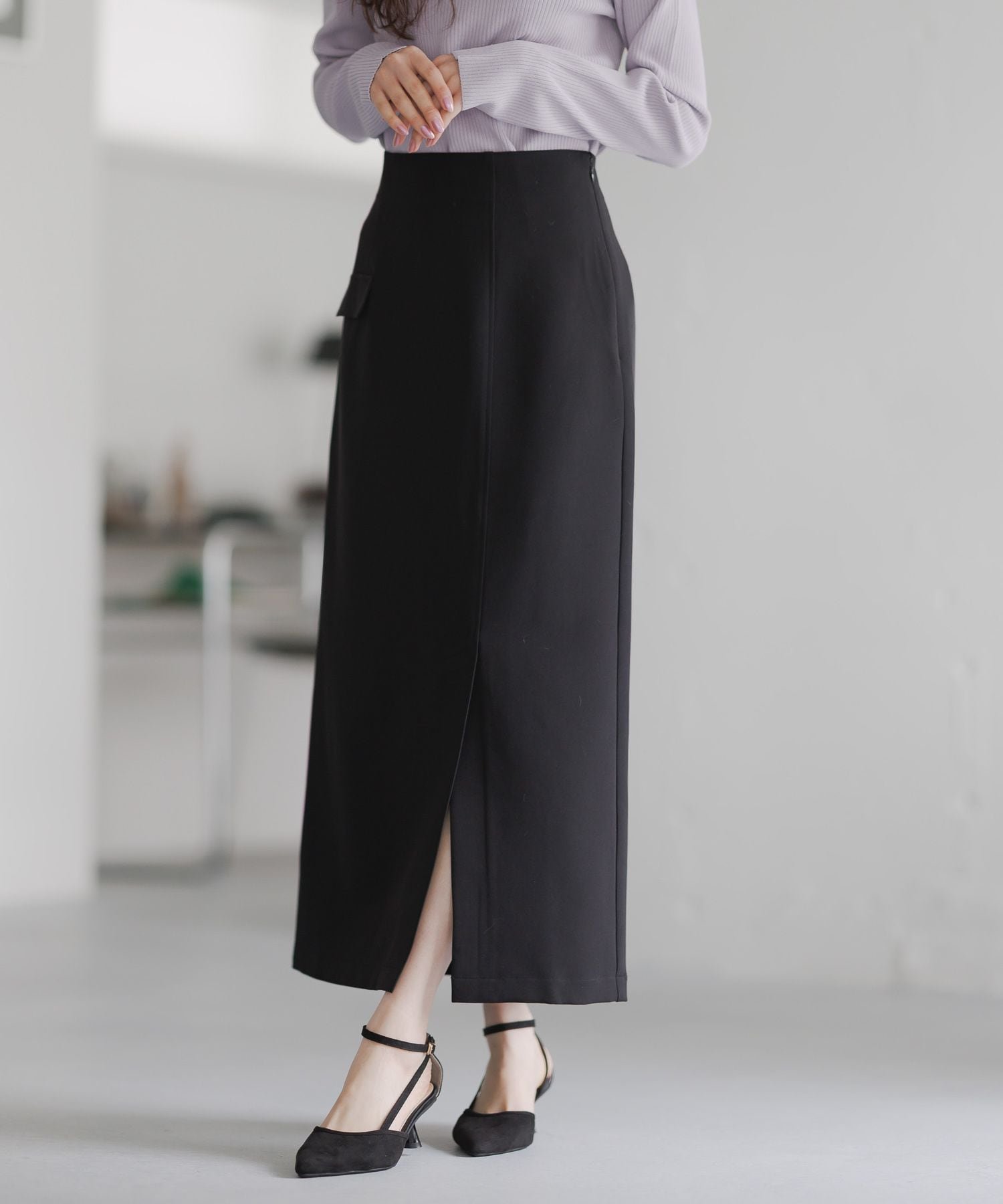 【アンデミュウ/Andemiu】のアシメフラップIラインスカート インテリア・キッズ・メンズ・レディースファッション・服の通販 founy(ファニー) ファッション Fashion レディースファッション Fashion for Women スカート Skirts シンプル Simple, Minimal スリット Slit, Slit Detail フラップ Flap, Flap Pocket ポケット Pocket, Pocket Detail エレガント 上品 Elegant ブラック|ID: prp329100004805458 ipo3291000000034869523