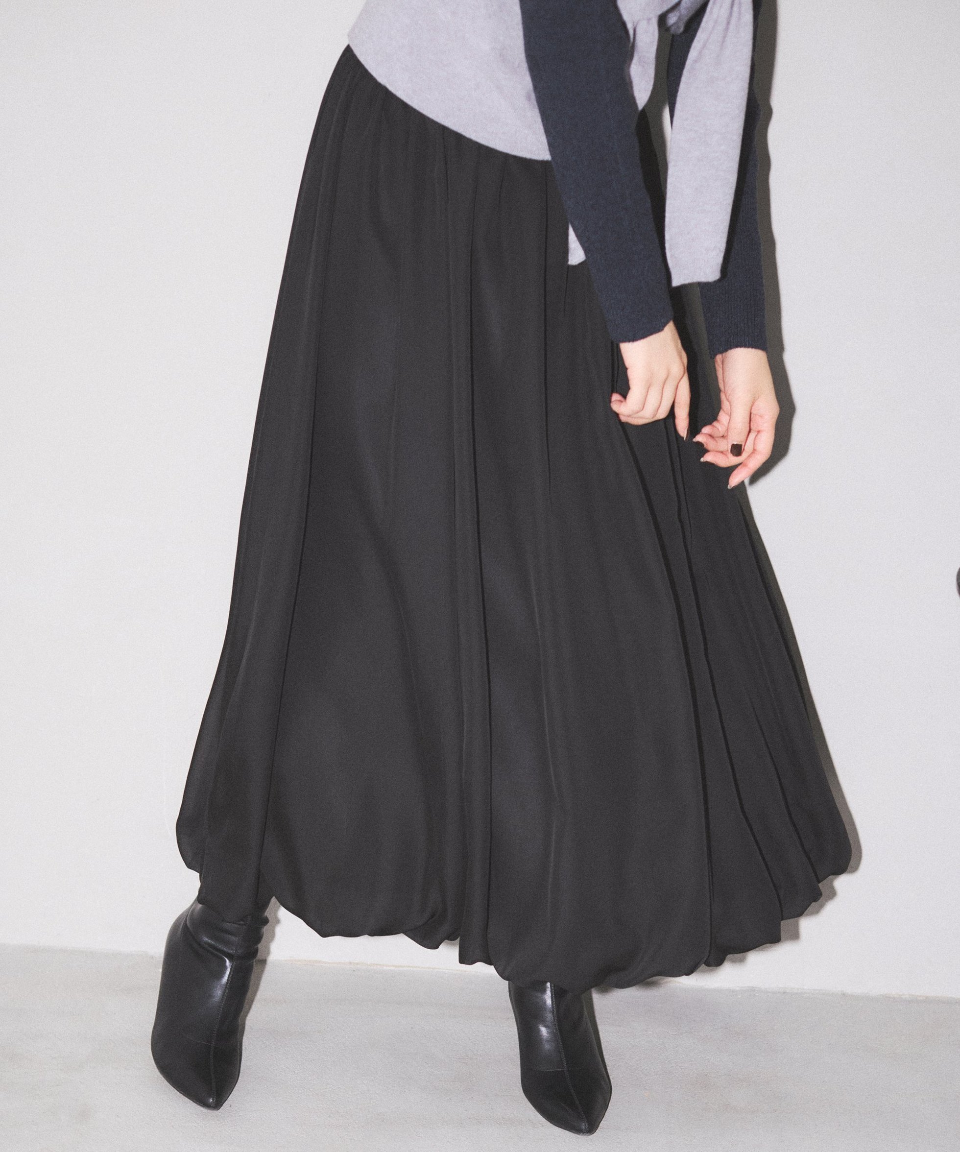 【プロポーション ボディドレッシング/PROPORTION BODY DRESSING】のウォッシャブル バルーンスカート インテリア・キッズ・メンズ・レディースファッション・服の通販 founy(ファニー) 　ファッション　Fashion　レディースファッション　Fashion for Women　スカート　Skirts　ウォッシャブル　Machine Washable　エアリー　Airy Texture　カットソー　Cut and Sewn Top　バルーン　Balloon, Balloon Silhouette　フィット　Fit, Slim Fit　ブラック|ID: prp329100004805465 ipo3291000000034869592