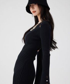 【エイミーイストワール/eimy istoire】のリブニットフレアワンピース 人気、トレンドファッション・服の通販 founy(ファニー) ファッション Fashion レディースファッション Fashion for Women ワンピース Dresses スリット Slit, Slit Detail フレア Flare, Flared 再入荷 Restock / Back in Stock エレガント 上品 Elegant |ID:prp329100004805502