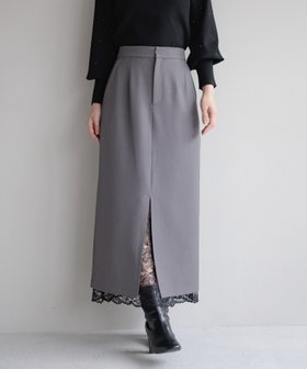【アンデミュウ/Andemiu】のレースカサネIラインスカート 人気、トレンドファッション・服の通販 founy(ファニー) ファッション Fashion レディースファッション Fashion for Women スカート Skirts シンプル Simple, Minimal スリット Slit, Slit Detail フェミニン Feminine, Girly ポケット Pocket, Pocket Detail レース Lace, Lace Fabric |ID:prp329100004805505