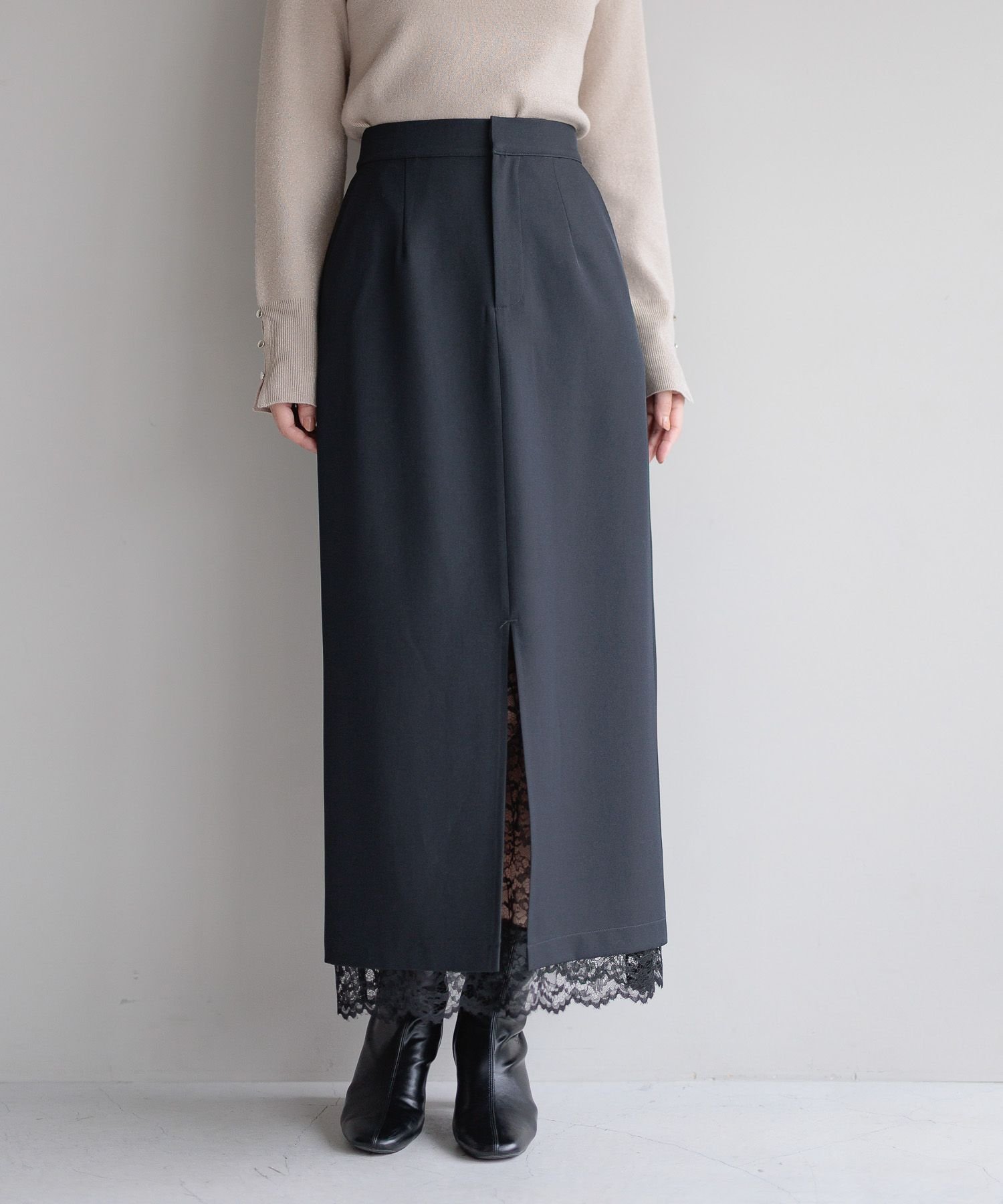 【アンデミュウ/Andemiu】のレースカサネIラインスカート インテリア・キッズ・メンズ・レディースファッション・服の通販 founy(ファニー) ファッション Fashion レディースファッション Fashion for Women スカート Skirts シンプル Simple, Minimal スリット Slit, Slit Detail フェミニン Feminine, Girly ポケット Pocket, Pocket Detail レース Lace, Lace Fabric ネイビーNEW|ID: prp329100004805505 ipo3291000000034869998