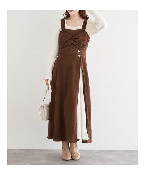 【ルディックパーク/LUDIC PARK】のスエードツイストジャンパースカート インテリア・キッズ・メンズ・レディースファッション・服の通販 founy(ファニー) ファッション Fashion レディースファッション Fashion for Women スカート Skirts おすすめ Recommended / Our Picks カットソー Cut and Sewn Top シフォン Chiffon, Lightweight Fabric スリット Slit, Slit Detail チュール Tulip, Tulip Motif ツイスト Tweed, Tweed Fabric プリーツ Pleats, Pleated ポケット Pocket, Pocket Detail 冬 Winter / This Winter 定番 Standard, Basic Item 茶|ID: prp329100004805549 ipo3291000000034870304