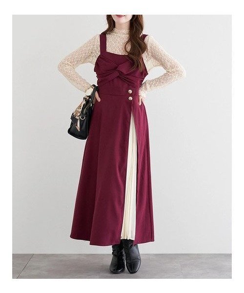 【ルディックパーク/LUDIC PARK】のスエードツイストジャンパースカート インテリア・キッズ・メンズ・レディースファッション・服の通販 founy(ファニー) ファッション Fashion レディースファッション Fashion for Women スカート Skirts おすすめ Recommended / Our Picks カットソー Cut and Sewn Top シフォン Chiffon, Lightweight Fabric スリット Slit, Slit Detail チュール Tulip, Tulip Motif ツイスト Tweed, Tweed Fabric プリーツ Pleats, Pleated ポケット Pocket, Pocket Detail 冬 Winter / This Winter 定番 Standard, Basic Item ワイン|ID: prp329100004805549 ipo3291000000034870305