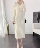 【ミニミニストア/miniministore】のvネック太リブニットワンピース秋冬韓国風 アイボリー|ID: prp329100004805556 ipo3291000000034987855