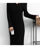 【ミニミニストア/miniministore】のvネック太リブニットワンピース秋冬韓国風 ブラック|ID: prp329100004805556 ipo3291000000035251155