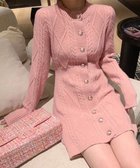 【ミニミニストア/miniministore】のケーブルニットワンピース ミニ きれいめ ピンク*ショート丈|ID: prp329100004805563 ipo3291000000034870452