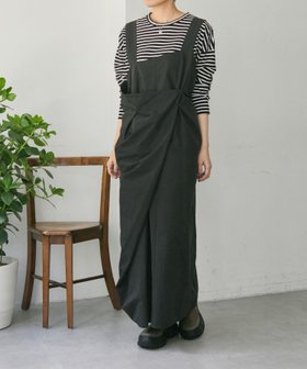 【イア パピヨネ/ear PAPILLONNER】のラップサロペットワンピース【SUM1 STYLE】 人気、トレンドファッション・服の通販 founy(ファニー) ファッション Fashion レディースファッション Fashion for Women ワンピース Dresses サロペット&オールインワン Dungarees & Jumpsuit Styles インナー Innerwear ウェーブ Wavy Pattern くるぶし Ankle-Length コンパクト Compact, Small Size ショルダー Shoulder, Shoulder Strap シンプル Simple, Minimal スリット Slit, Slit Detail ドレープ Drape, Draping Fabric バランス Balance, Style Balance ポケット Pocket, Pocket Detail 無地 Plain, Solid Color ラップ Wrap, Wrap Design ロング Long, Long-Length |ID:prp329100004805595