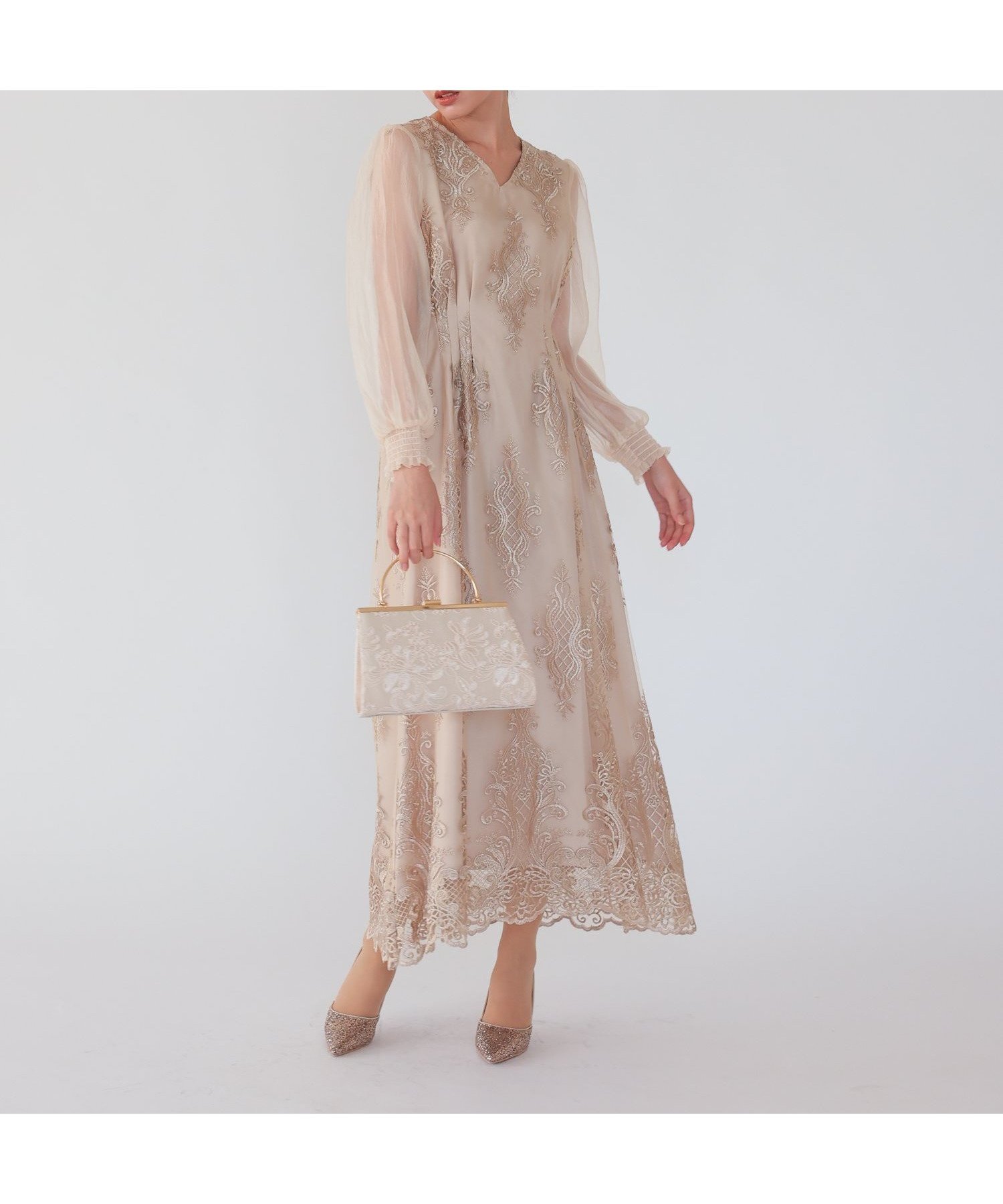 【ハレモード/haremode】の刺繍ロングドレス インテリア・キッズ・メンズ・レディースファッション・服の通販 founy(ファニー) ファッション Fashion レディースファッション Fashion for Women ワンピース Dresses フォーマル・パーティードレス・結婚式用ドレス Elegant & Casual Dresses オーガンジー Organza Fabric クラシカル Classical, Vintage-Inspired シアー Sheer, See-Through シェイプ Shape, Slim Fit スカラップ Scallop, Scalloped Edge スリーブ Sleeve, Long Sleeve / Short Sleeve ドレス Dress, One-Piece フレア Flare, Flared レース Lace, Lace Fabric ロング Long, Long-Length おすすめ Recommended / Our Picks 結婚式 Wedding 披露宴 Wedding Reception 二次会 After Party ベージュ|ID: prp329100004805616 ipo3291000000034870822