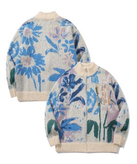 【アイモハ/aimoha】のHOOK -original- 抽象花模様ハイネックジップ長起毛カーディガン 人気、トレンドファッション・服の通販 founy(ファニー) ファッション Fashion レディースファッション Fashion for Women トップス・カットソー Cut & Sew Tops カーディガン・羽織り Layered Style Cardigans カーディガン Cardigan, Knitwear |ID:prp329100004805617