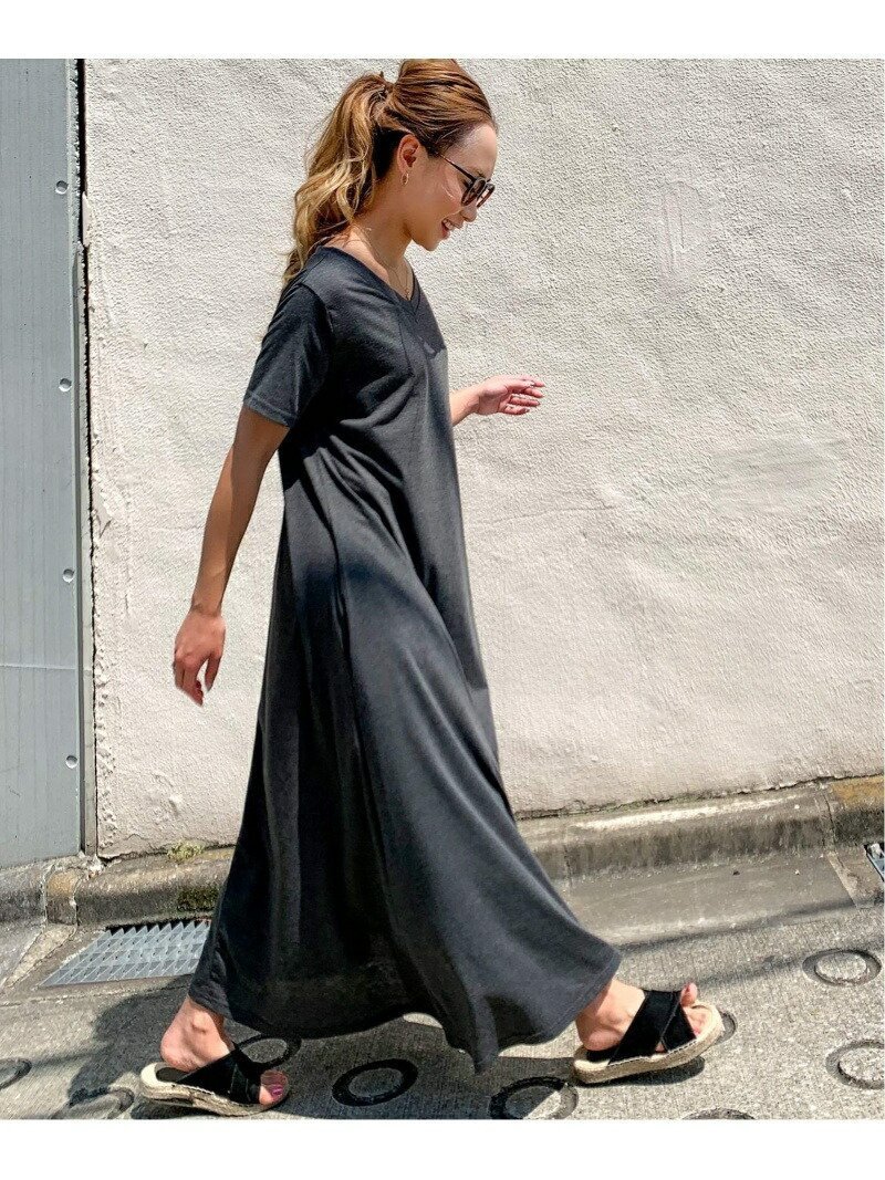 【ジュノア/JUNOAH】のAラインゆったり半袖マキシ丈ワンピース インテリア・キッズ・メンズ・レディースファッション・服の通販 founy(ファニー) 　ファッション　Fashion　レディースファッション　Fashion for Women　ワンピース　Dresses　マキシ　Maxi, Full Length　半袖　Short Sleeve, Half Sleeve　ダークグレー|ID: prp329100004805621 ipo3291000000034870849
