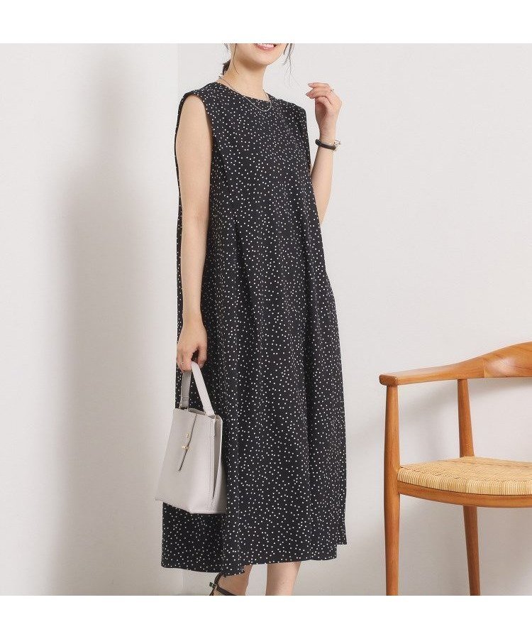 【イッツデモ/ITS' DEMO】の【UVカット/速乾/冷感/洗濯機OK/洗濯後しわになりにくい】麻調ストレッチ肩タックワンピース ラク服シリーズ インテリア・キッズ・メンズ・レディースファッション・服の通販 founy(ファニー) ファッション Fashion レディースファッション Fashion for Women ワンピース Dresses 吸水 Absorbent, Quick-Dry ストレッチ Stretch, Stretchy Fabric スマート Smart, Elegant チェック Check, Plaid, Tartan ドット Polka Dot, Dot Pattern ポケット Pocket, Pocket Detail 無地 Plain, Solid Color ランダム Random, Irregular 再入荷 Restock / Back in Stock おすすめ Recommended / Our Picks 夏 Summer エレガント 上品 Elegant ブラック|ID: prp329100004805638 ipo3291000000034871004