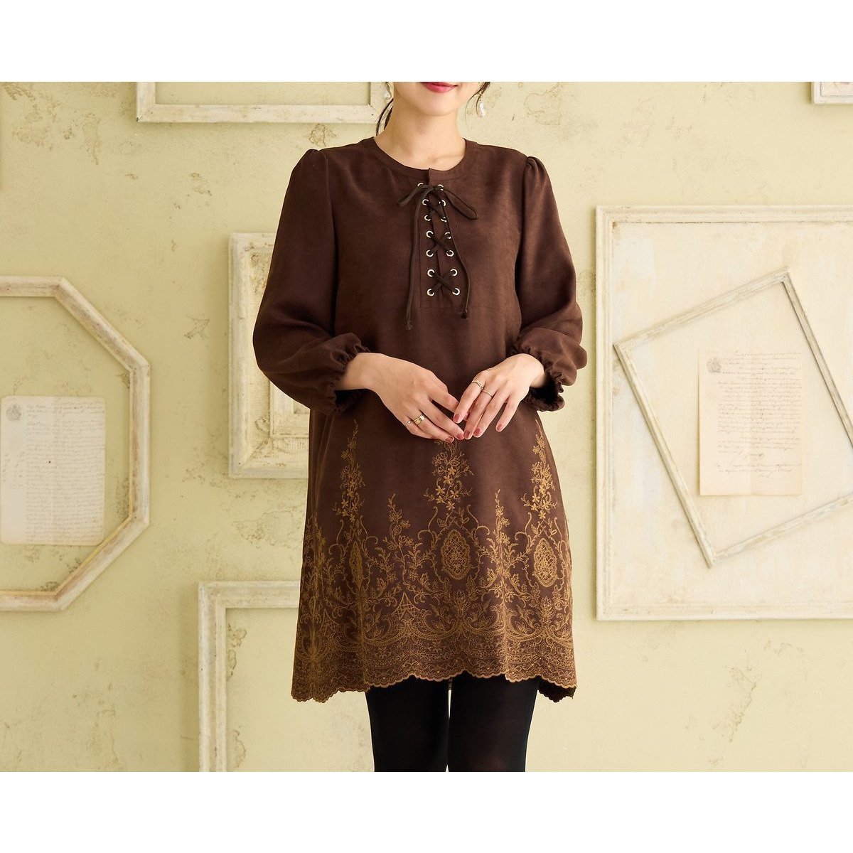 【ローズティアラ/Rose Tiara】のスエードライクチュニック インテリア・キッズ・メンズ・レディースファッション・服の通販 founy(ファニー) ファッション Fashion レディースファッション Fashion for Women トップス・カットソー Cut & Sew Tops チュニック Tunic, Long Top ポケット Pocket, Pocket Detail リアル Real, Realistic リボン Ribbon, Bow A/W・秋冬 Autumn/Winter ブラウン|ID: prp329100004805665 ipo3291000000034871241