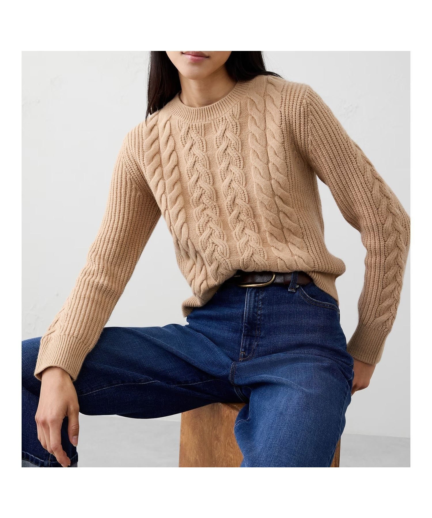 【バナナリパブリック ファクトリーストア/BANANA REPUBLIC FACTORY STORE】のBANANA REPUBLIC FACTORY STORE ケーブルプルオーバーセーター インテリア・キッズ・メンズ・レディースファッション・服の通販 founy(ファニー) ファッション Fashion レディースファッション Fashion for Women トップス・カットソー Cut & Sew Tops カジュアルプルオーバー・ニットトップス Pullovers & Knit Tops / Casual Pullovers シンプル Simple, Minimal デニム Denim, Jeans Material フロント Front, Front Design リラックス Relax, Relaxed Fit A/W・秋冬 Autumn/Winter BRFS CAMEL A.S.|ID: prp329100004805674 ipo3291000000034871341