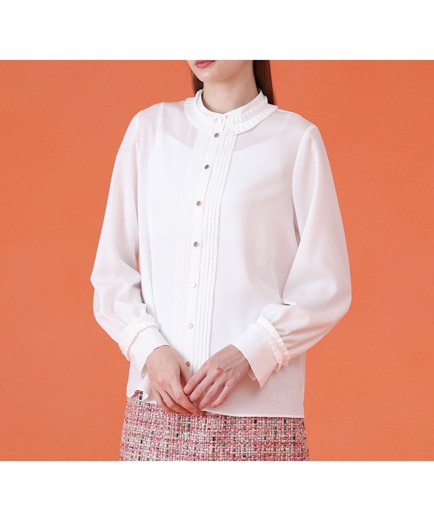 【アナイ/ANAYI】のポリデシンプリーツディテールブラウス インテリア・キッズ・メンズ・レディースファッション・服の通販 founy(ファニー) ファッション Fashion レディースファッション Fashion for Women トップス・カットソー Cut & Sew Tops シャツ・ブラウス・オフィスカジュアル Elegant Blouses & Button-Ups シルク Silk, 100% Silk ジャケット Jacket, Outerwear スマート Smart, Elegant バイアス Bias, Diagonal Cut フロント Front, Front Design プリーツ Pleats, Pleated A/W・秋冬 Autumn/Winter 再入荷 Restock / Back in Stock エレガント 上品 Elegant ビジネス 仕事 通勤 Business / Work / Commuting white|ID: prp329100004805689 ipo3291000000034871490